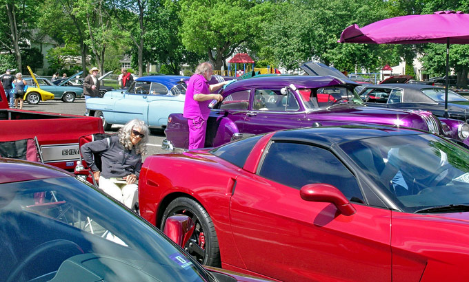 Chevy Corvette and truck at New Jersey classic car show